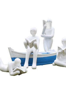 户外玻璃钢抽象人物雕塑学校广场售楼部草坪景观看读书人阅读摆件