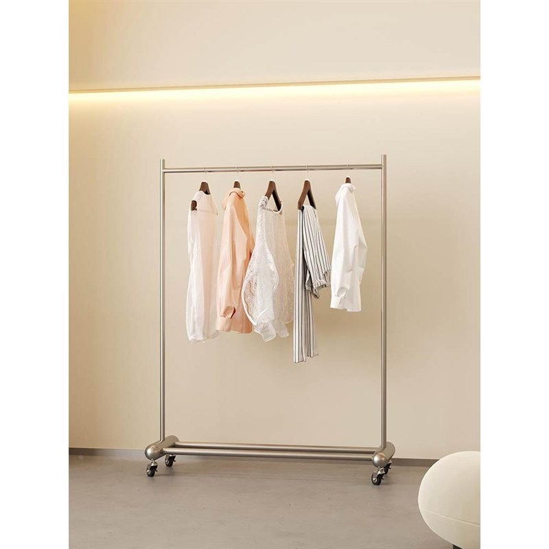 晾衣架不锈钢单杆落地阳台家用支架室内卧室晒衣架多功能移动衣架