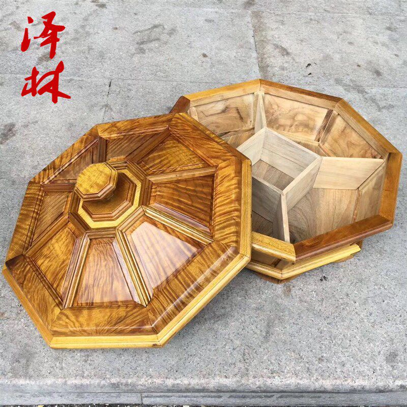 四川小叶金丝楠木果盘小叶桢楠八宝盒瓜果盒木质工艺礼品家居饰品