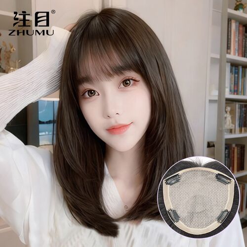 注目 双递针无痕假发p片增发量蓬松发片 真发假发女手织头顶补发