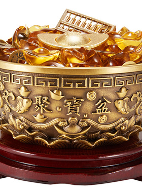 纯铜实心八卦聚宝盆招财聚财中式家居摆件客厅玄关店铺办公室装饰