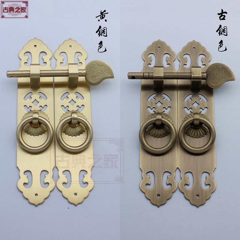 纯铜拉手中式家具柜门铜条拉手橱柜书柜拉环把手仿古柜门铜拉手