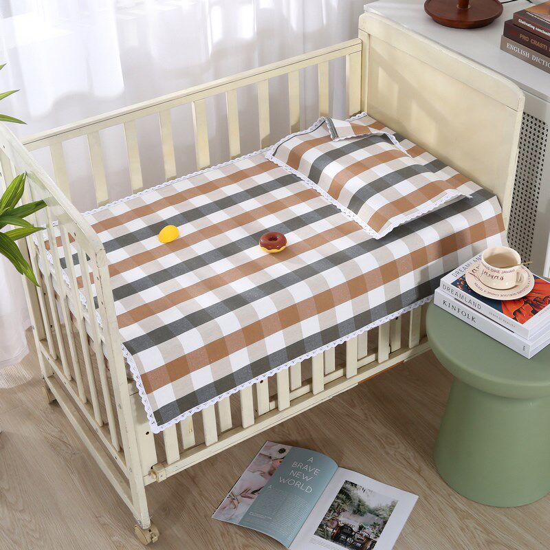 宝宝老粗布凉席床单婴儿儿童纯棉加厚精纺夏季婴儿床车幼儿园午睡