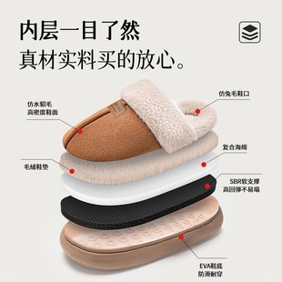 可外穿 2024棉拖鞋 女秋冬季 新款 毛茸茸居家加厚底保暖防滑柔软拖鞋