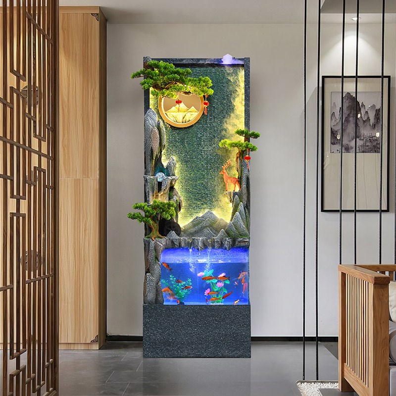 假山落地流水摆件水幕墙鱼缸循环水喷泉阳台茶室装饰造景乔迁礼物