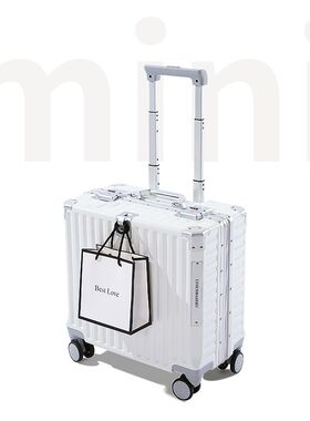 超静音挂钩多功能18寸登机箱男A20寸横款轻便行李箱女白色拉杆箱