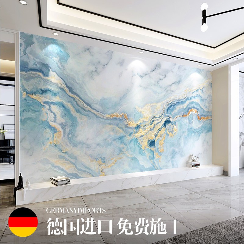 欧式仿大理石电视背景墙壁纸客厅沙发H餐厅影视墙壁布公司前台墙