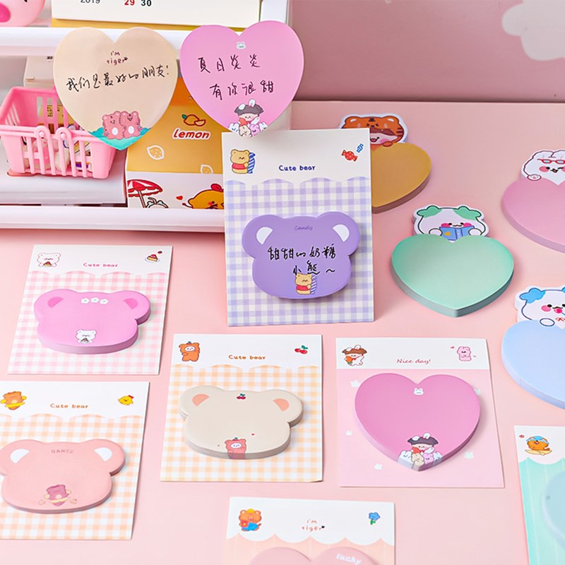 彩色便利贴高颜值心形标记小条n次贴有粘性可爱少女随身小本子创