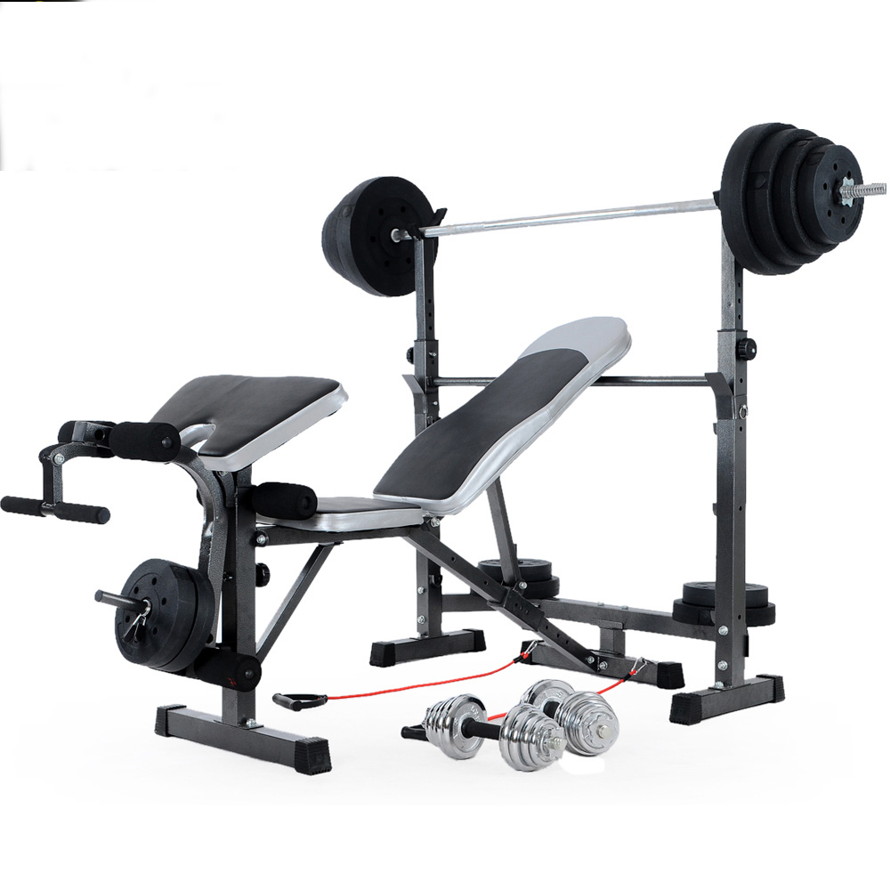 包邮多功能高拉杆举重床卧推杠铃床深蹲架杠铃套装家用健身器材