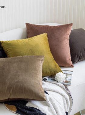 迷雾棕金|现代简约中式客厅沙发抱枕套纯色丝绒布靠垫套50X50cm