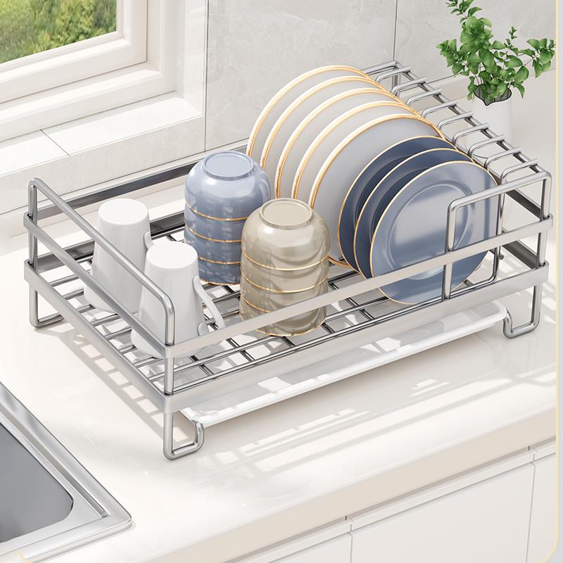 304不锈钢沥水碗碟架厨房置物架碗盘收纳层架家用水槽放碗筷沥水