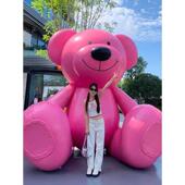 户外粉色沙滩熊玻璃纤维雕塑卡通大型装 饰品购物中心民宿景区人气