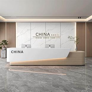 简约公司接待台酒店大厅服务前台办公室培训机构售楼部吧台收银台