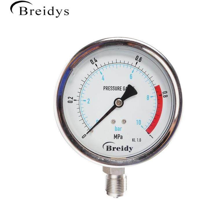 压力表YN100不锈钢耐震压力表测水压气压通用0-1.6/100Mpa多量程