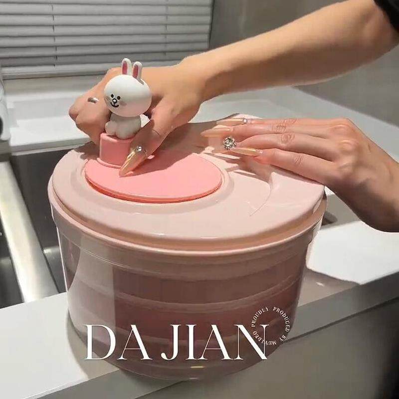 蔬菜脱水器家用手动厨房果蔬脱水机按压沙拉旋转器甩菜器沥水篮