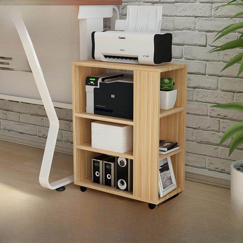 定制实木落地打印机架子多层办公置物架可移动书柜桌边柜收纳架