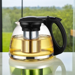 伙妹玻璃功夫茶具耐高温泡茶壶不锈钢过滤网大容量蒸煮单个开水壶