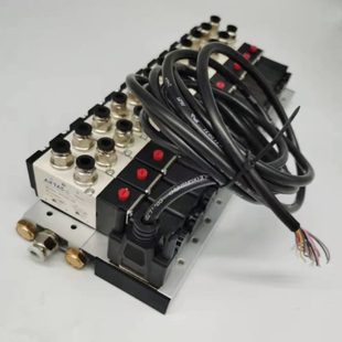 亚德客电磁阀4V210 4V110 06B电磁控制气阀集成电磁阀组带线式