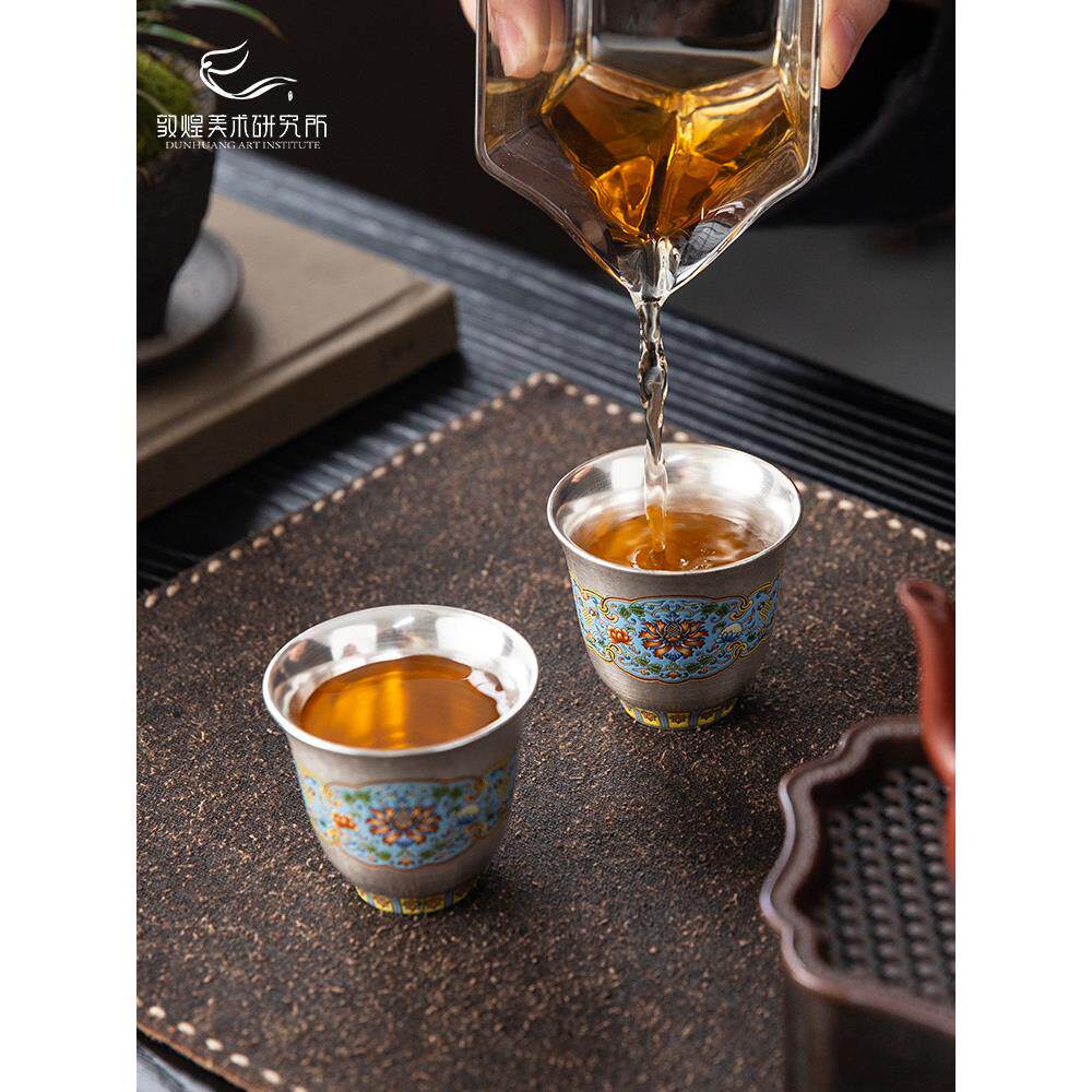 敦煌鎏银搪瓷彩绘杯礼盒银丝高档茶具礼盒套装新人结婚礼品