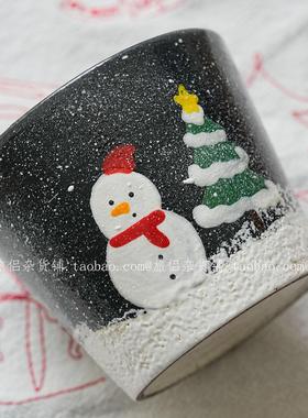 礼景德镇手复古圣诞绘雪杯人猪口杯紫砂杯咖啡拿MWD铁拉花主人杯