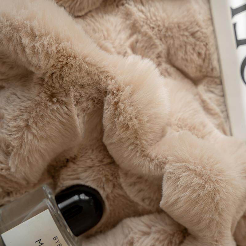 高感兔毛绒毛毯冬加季厚级毯UIZ客厅沙发午子睡毯沙发盖毯被床尾