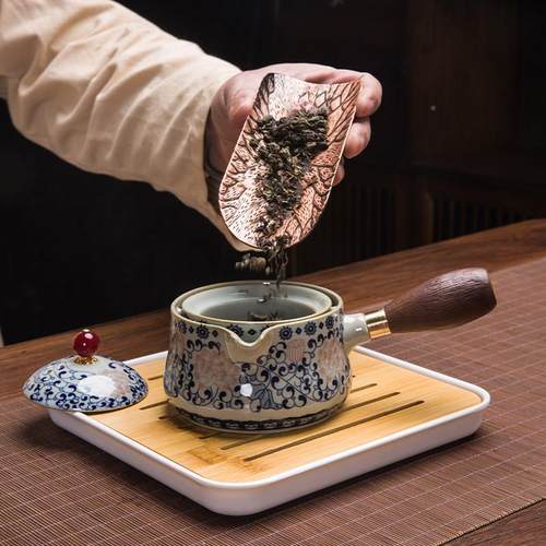 旅行携LLW具360旋转茶 户外功夫泡烫茶壶随身携带便摇摆懒人防侧