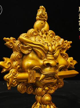 狮咬门挂件八角狮头家摆放黄剑铜居工艺摆品铜饰乔迁送礼123123挂