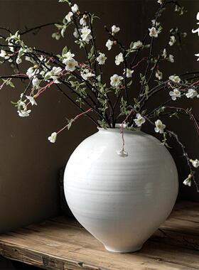 陶瓷花瓶覆古新中式白色T-060-S肚陶圆艺摆件花瓶茶空间禅意插花