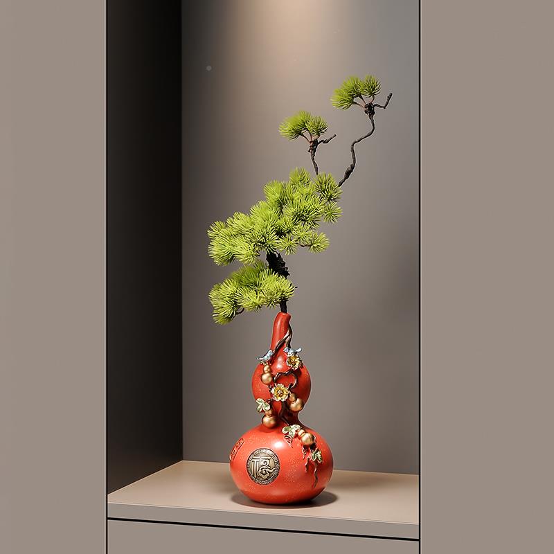 五临门葫芦摆件客福玄关五福厅招财玄关壁居龛花式瓶装饰新中乔迁