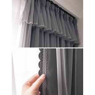 主窗帘遮光卧室客厅无障碍豪格华纱斯堪的纳灰纱维亚简单现代凸窗