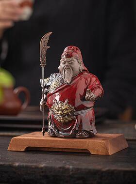 久新中式文武财神关件羽摆造小号陶瓷招财关公装饰工艺礼品JZ-YHX