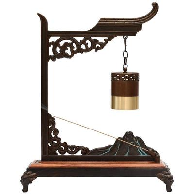 紫中式家用 室 内音乐烤鸭炉 ZD60140纯黄铜檀香盘香炉彷古线线香