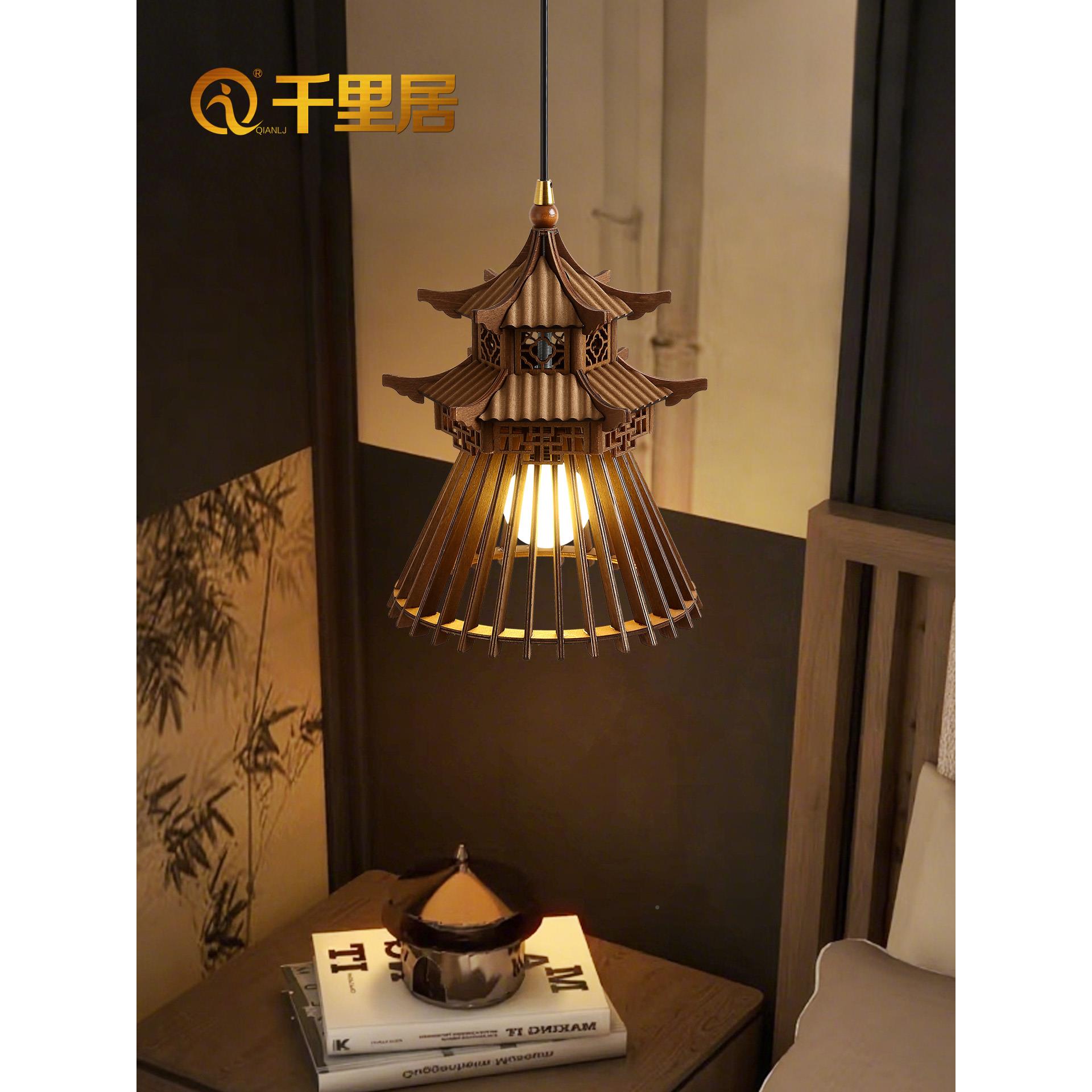 宋阳式美中头学新式中古DPC禅意四角楼卧室床玄关过道台楼梯凉亭