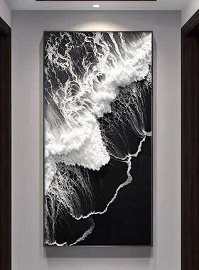 现代约入户玄关ZBC773画海浪肌理感抽象艺术挂画走廊尽装头简过道