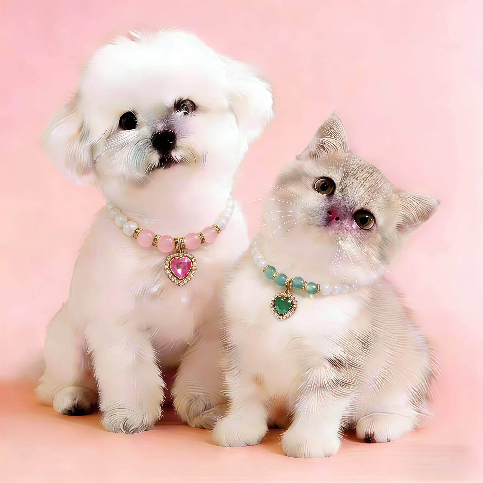 戴日物本宠珍珠链小狗猫咪项圈狗狗脖子佩饰品小YPR猫小型犬项比