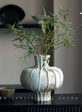 景德镇侘寂酒禅T-301意粗陶花瓶覆古手工插花陶宿器民怀旧店白色