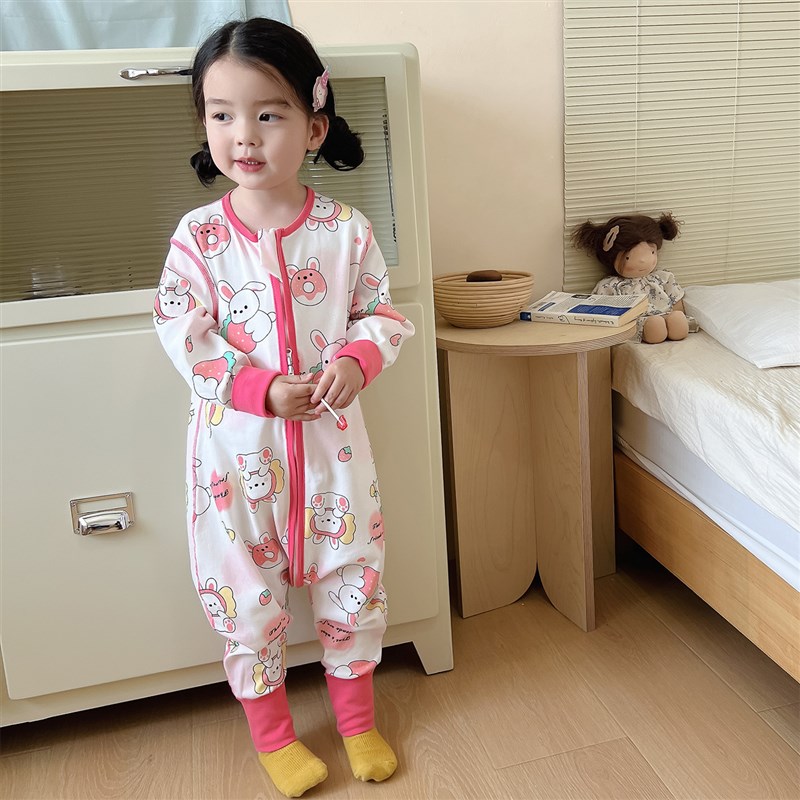 宝宝睡衣春秋款a类纯棉儿童连体睡衣中大童男女童连身衣婴儿睡袋