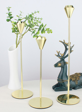 单头烛台蜡烛杯简约金色婚庆烛台摆件浪漫家居烛光晚餐装饰蜡烛台