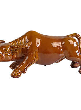 【订制】陶瓷水牛黄青牛摆件低头喝水卫生间厨房补缺角装饰工艺品