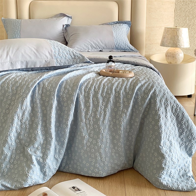 夏天可机洗法式单人全棉纯棉夏被空调被夏凉被薄款被子被芯四件套