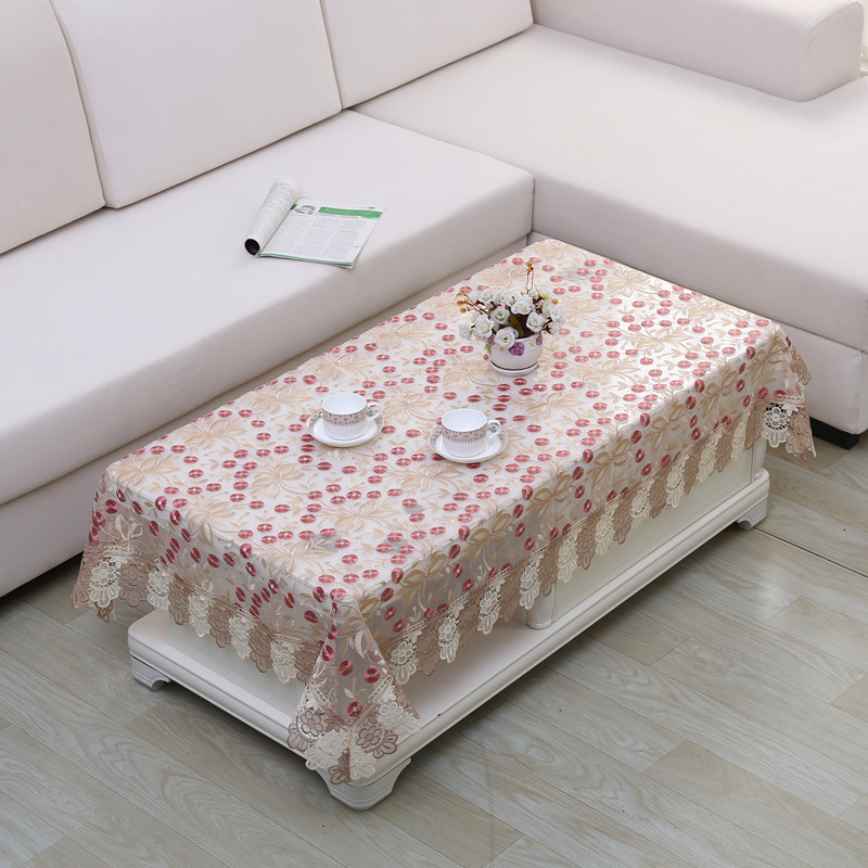 简约茶几桌布欧式蕾丝餐桌台布布艺盖布床头柜玻璃纱圆桌小桌布