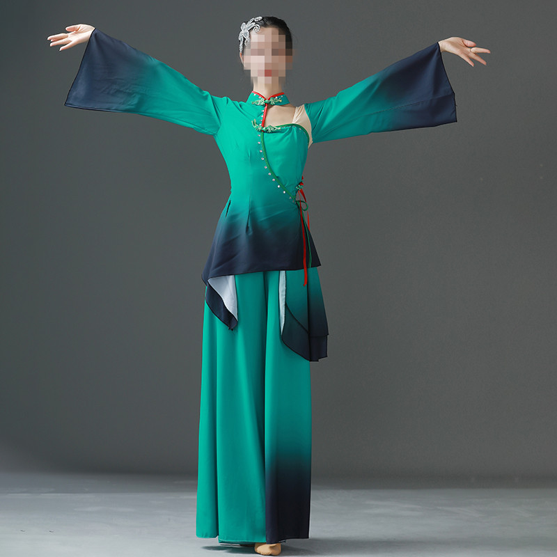 烟云舞桃李杯咏荷舞蹈服装艺考胶州秧歌飘逸渐变独舞古典舞表演服