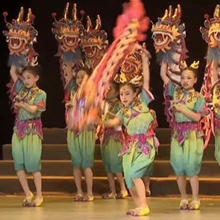 龙的传人舞蹈表演服元旦喜庆舞龙道具小龙女演出服舞狮舞龙服装童