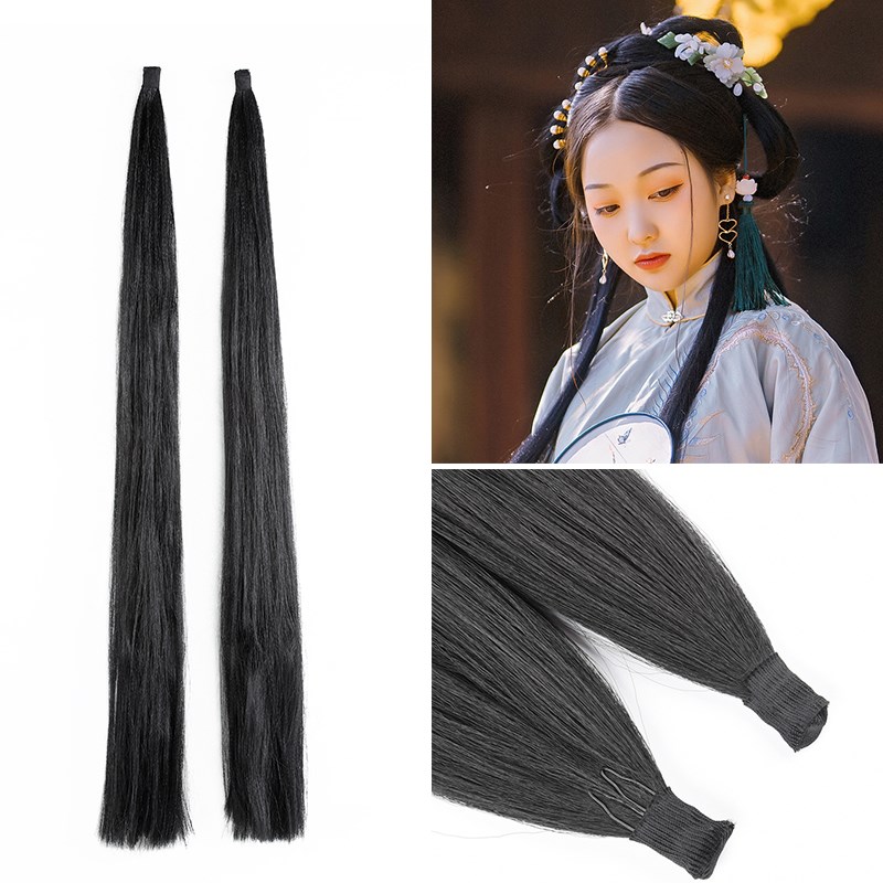古装假发发圆一卡发片仙女盘发玉米须微曲发束发排古风汉服鬓角片