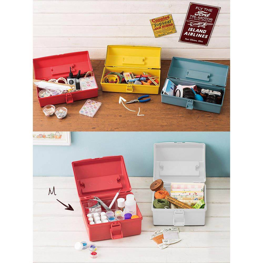 天马株式会社手提工具箱百宝箱药盒手作红色整理盒塑料零件收纳盒