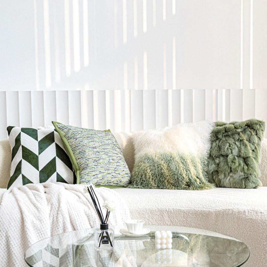 法式轻奢绿色羊毛狐狸毛抱枕套客厅沙发靠垫样板间靠垫套卧室床上,居家布艺,抱枕被,淘宝优惠券,粉丝福利购,淘宝优惠卷