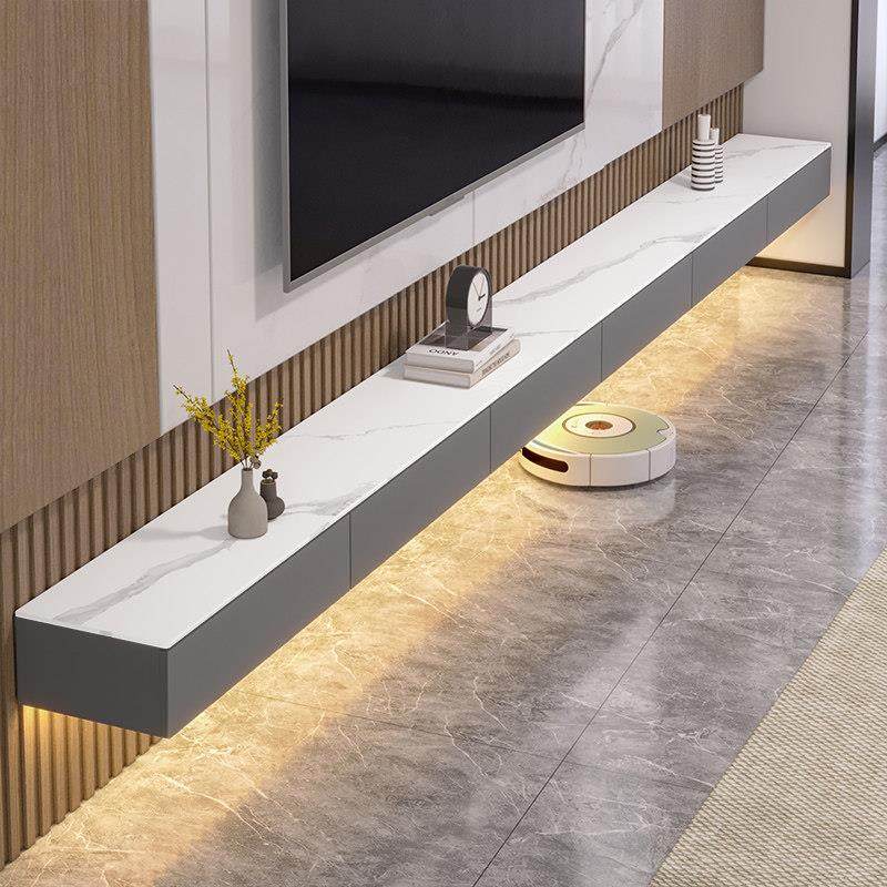 悬空岩板电视柜茶几组合壁挂式收纳简约现代小户型客厅轻奢挂墙柜