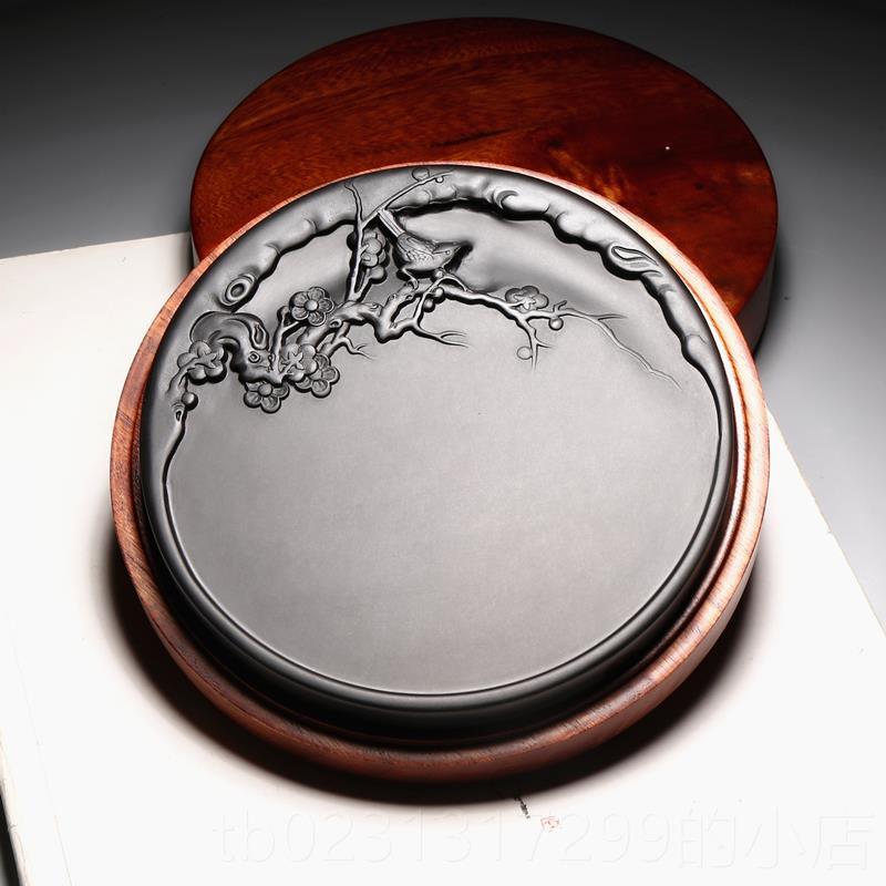 新款名老坑师精荷品//塘清趣天然原石砚台歙砚籽料高档文房礼收藏