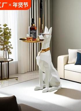 贵宾犬大型落地摆件轻奢客厅装饰品托盘玄关收纳乔迁实用朋友大气