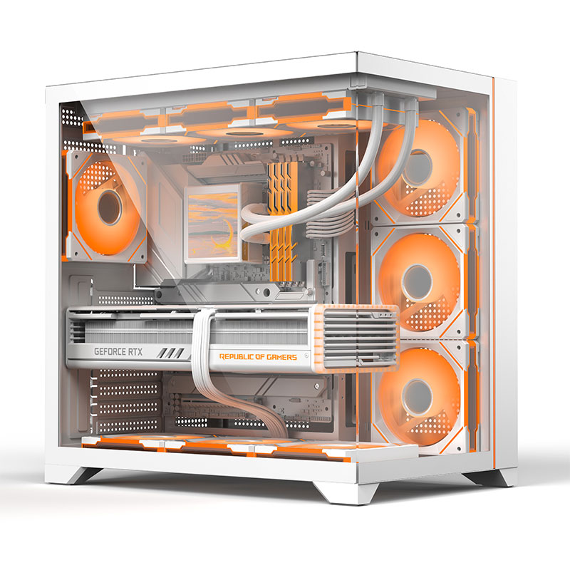 金河田T980海景房机箱台式机电脑游戏ATX360水冷分区式玻璃机箱